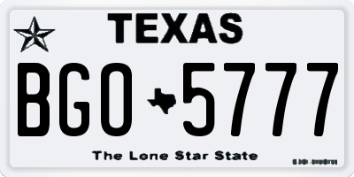 TX license plate BGO5777