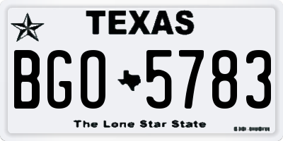 TX license plate BGO5783