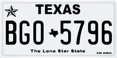 TX license plate BGO5796