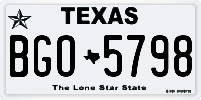 TX license plate BGO5798