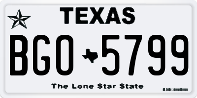 TX license plate BGO5799
