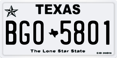 TX license plate BGO5801