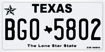 TX license plate BGO5802