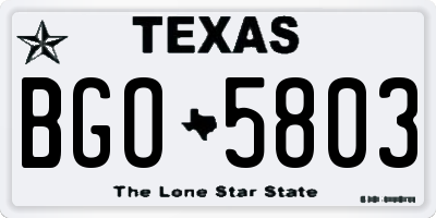 TX license plate BGO5803