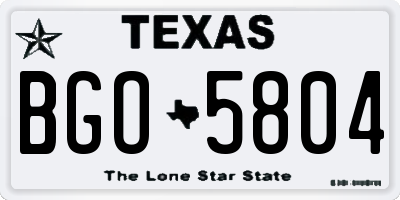 TX license plate BGO5804