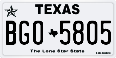 TX license plate BGO5805