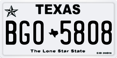 TX license plate BGO5808