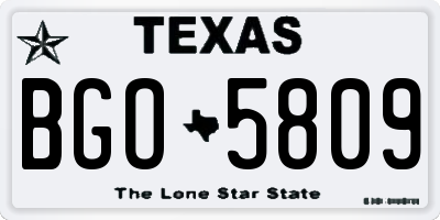 TX license plate BGO5809