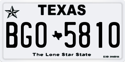 TX license plate BGO5810