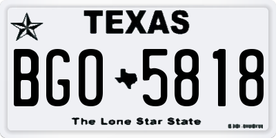 TX license plate BGO5818