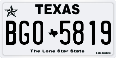 TX license plate BGO5819