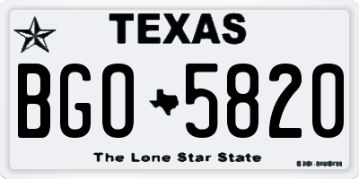 TX license plate BGO5820