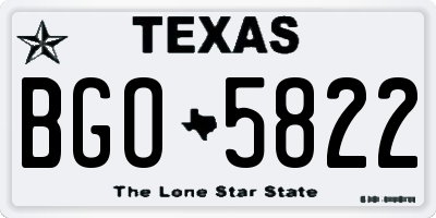 TX license plate BGO5822