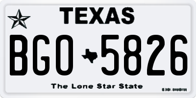 TX license plate BGO5826