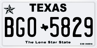 TX license plate BGO5829