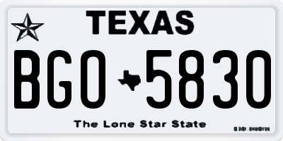 TX license plate BGO5830