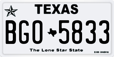 TX license plate BGO5833