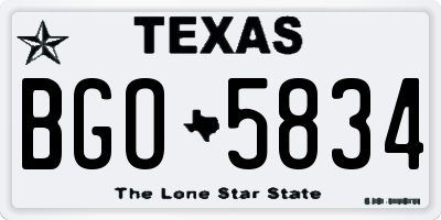 TX license plate BGO5834