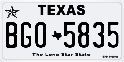 TX license plate BGO5835
