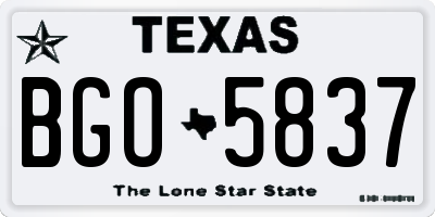 TX license plate BGO5837