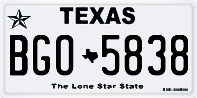 TX license plate BGO5838