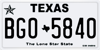 TX license plate BGO5840