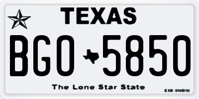 TX license plate BGO5850