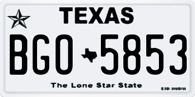 TX license plate BGO5853