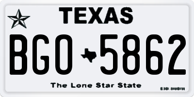 TX license plate BGO5862