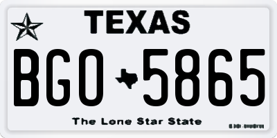 TX license plate BGO5865