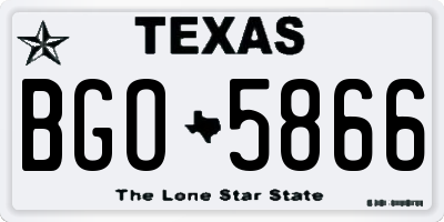 TX license plate BGO5866
