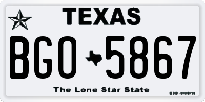TX license plate BGO5867