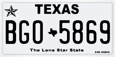 TX license plate BGO5869