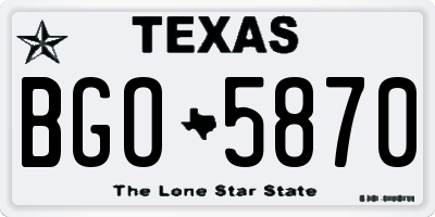 TX license plate BGO5870