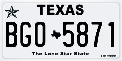 TX license plate BGO5871