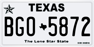 TX license plate BGO5872