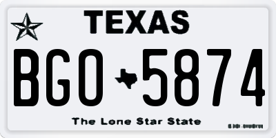 TX license plate BGO5874