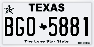 TX license plate BGO5881