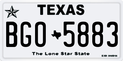 TX license plate BGO5883