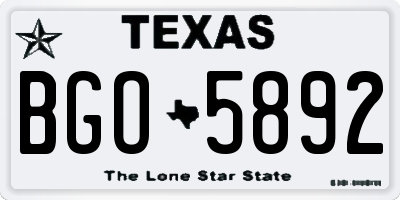 TX license plate BGO5892