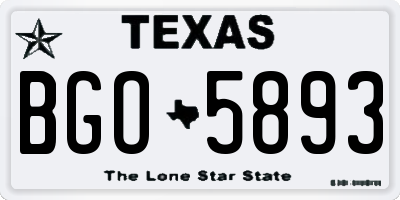 TX license plate BGO5893