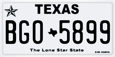 TX license plate BGO5899