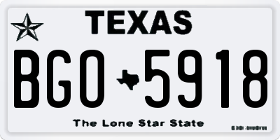 TX license plate BGO5918