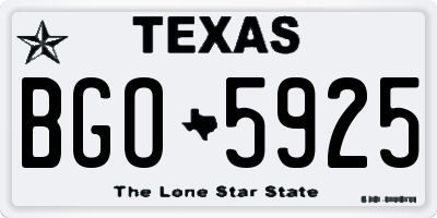 TX license plate BGO5925