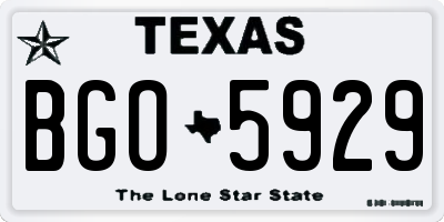 TX license plate BGO5929