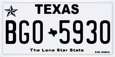 TX license plate BGO5930