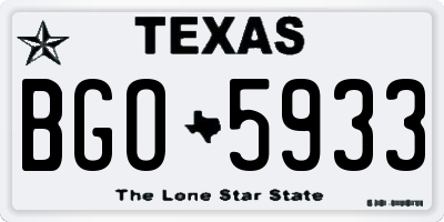 TX license plate BGO5933