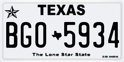 TX license plate BGO5934
