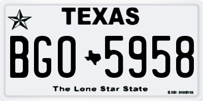 TX license plate BGO5958