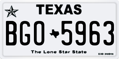 TX license plate BGO5963